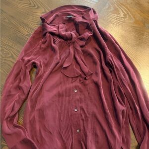 J. Crew Burgundy Blouse with Tie Neck